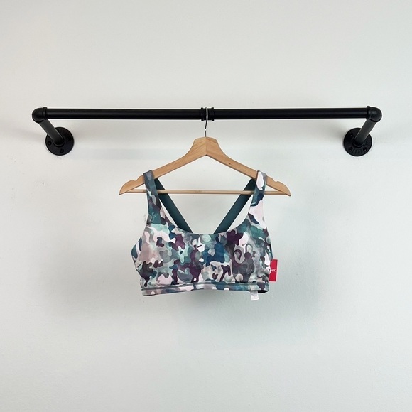 NWT Spanx Printed Low Impact Sports Bra in Blue Pink Camo - Picture 4 of 7